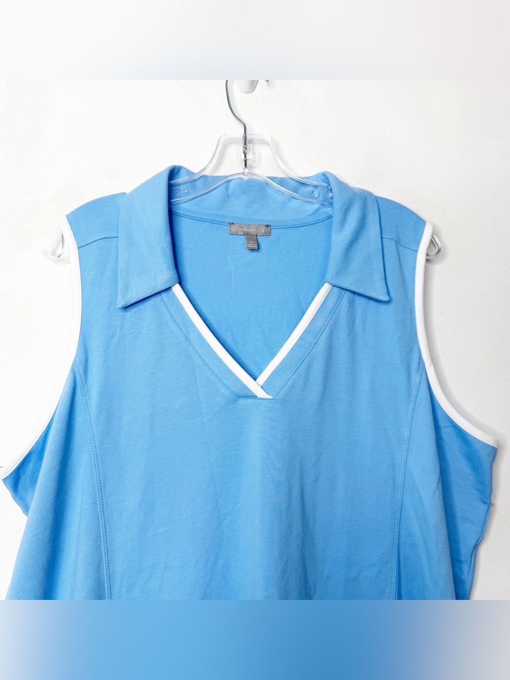 Talbots | Light Blue and White Trim Polo Collar Sleeveless Dress Sz. 2X - Picture 3 of 4